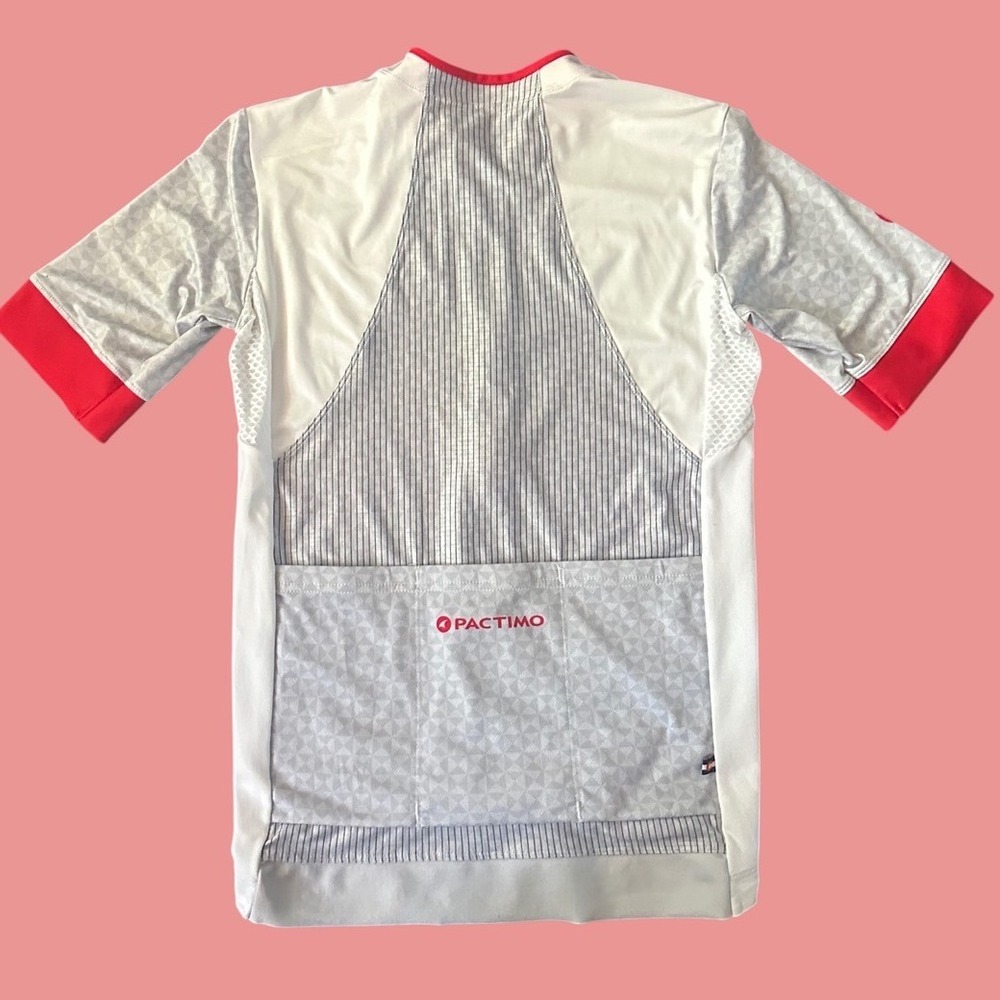 Pactimo Womens Cycling Jersey White Red Full Zip Short Sleeve Size M S18-009 - Picture 2 of 7